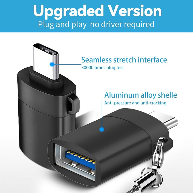 OITYEUF USB C to USB Adapter 4 Pack,USBC Male to USB A 3.0 Female OTG Adapter, Type C Thunderbolt 4 Converter for iPhone 15 Pro Max Plus,MacBook Pro Air2024,Samsung S24 S23 S22 S21 Galaxy,iPad (Black) - Image 3